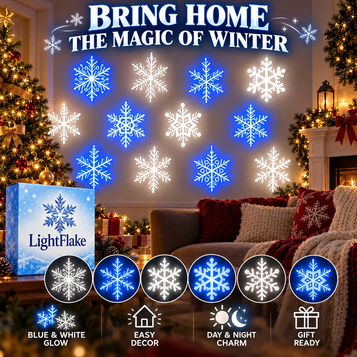 ❄️ LED Snowflake Wall Set