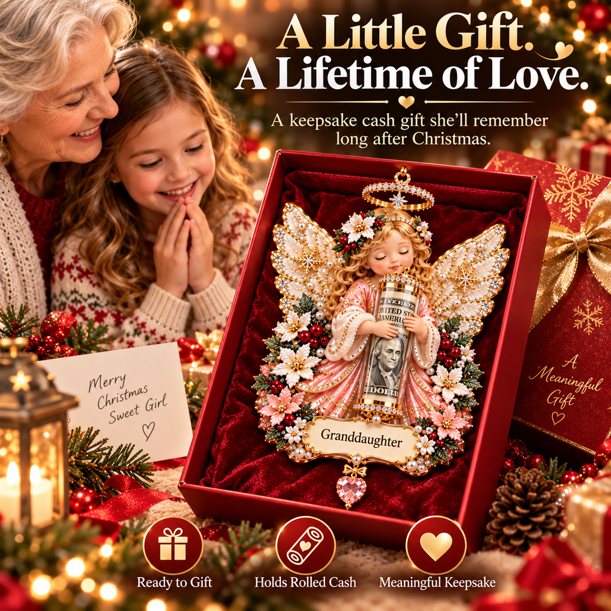 ⏰ LAST DAY SALE 50% OFF! 👼💵 3D Angel Christmas Cash Gift Ornament – Holiday Money Holder Keepsake ✨