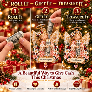 ⏰ LAST DAY SALE 50% OFF! 👼💵 3D Angel Christmas Cash Gift Ornament – Holiday Money Holder Keepsake ✨