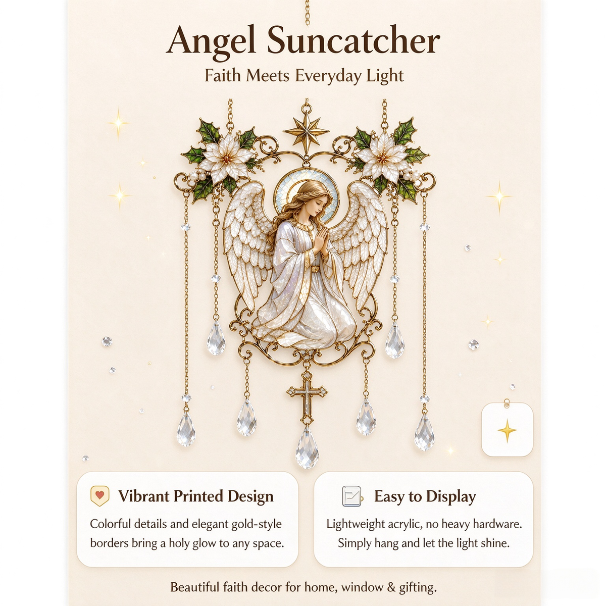 ⚡Limited Offer🎁Angel Stained Glass Look Acrylic Suncatcher