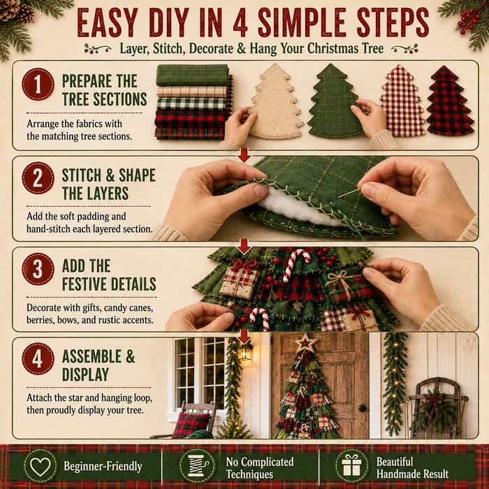 🎄Beginner-Friendly DIY Oversized Patchwork Christmas Tree Door Hanging Kit| Complete Kit with All Tools & Step-by-Step Guide Included 💕