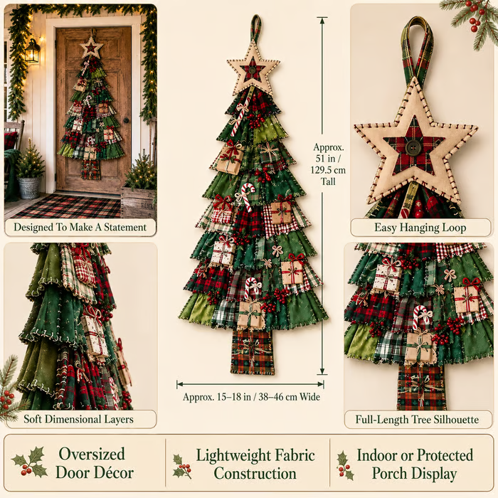 🎄Beginner-Friendly DIY Oversized Patchwork Christmas Tree Door Hanging Kit| Complete Kit with All Tools & Step-by-Step Guide Included 💕
