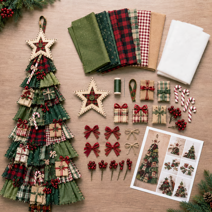 🎄Beginner-Friendly DIY Oversized Patchwork Christmas Tree Door Hanging Kit| Complete Kit with All Tools & Step-by-Step Guide Included 💕