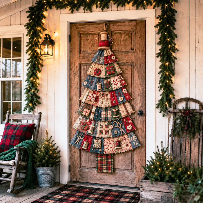 🎄Beginner-Friendly DIY Oversized Patchwork Christmas Tree Door Hanging Kit| Complete Kit with All Tools & Step-by-Step Guide Included 💕