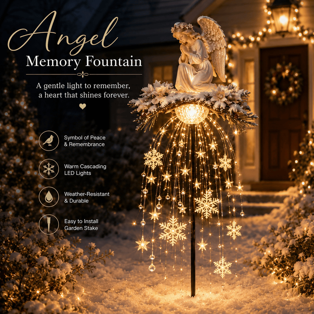❤️ Cardinal Memory Fountain – Lighted Christmas Remembrance Garden Decor