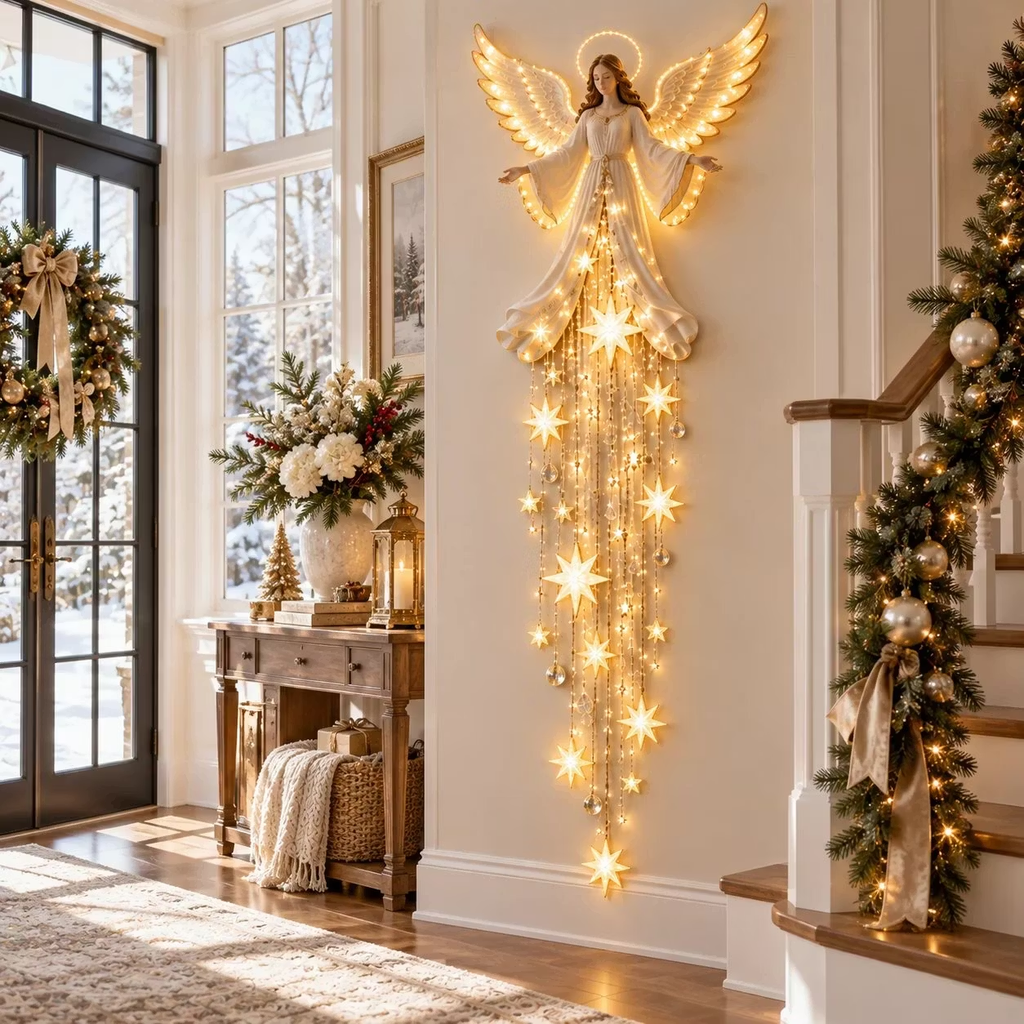 Angel Blessing Starfall Wall Light-Heavenly Christmas Wall Decor