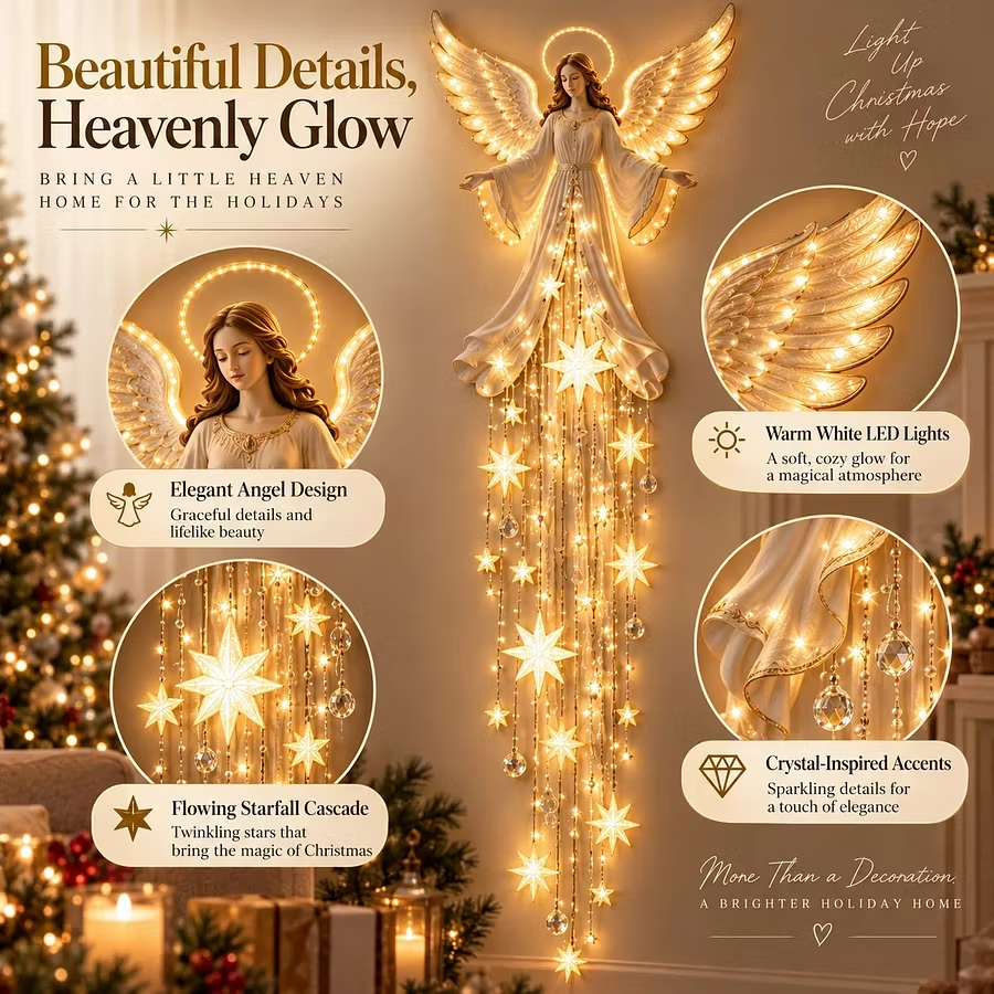 Angel Blessing Starfall Wall Light-Heavenly Christmas Wall Decor