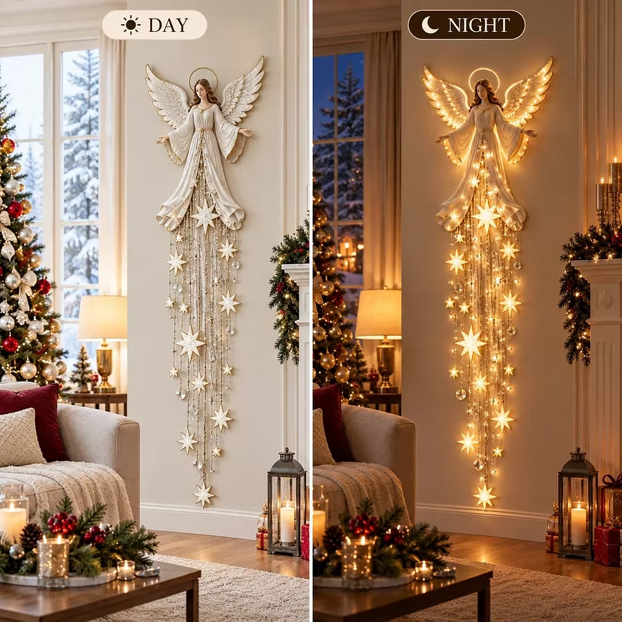Angel Blessing Starfall Wall Light-Heavenly Christmas Wall Decor