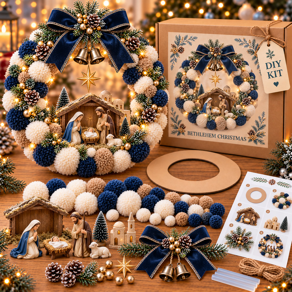 Christmas Story DIY Pom-Pom Wreath Kit - main view