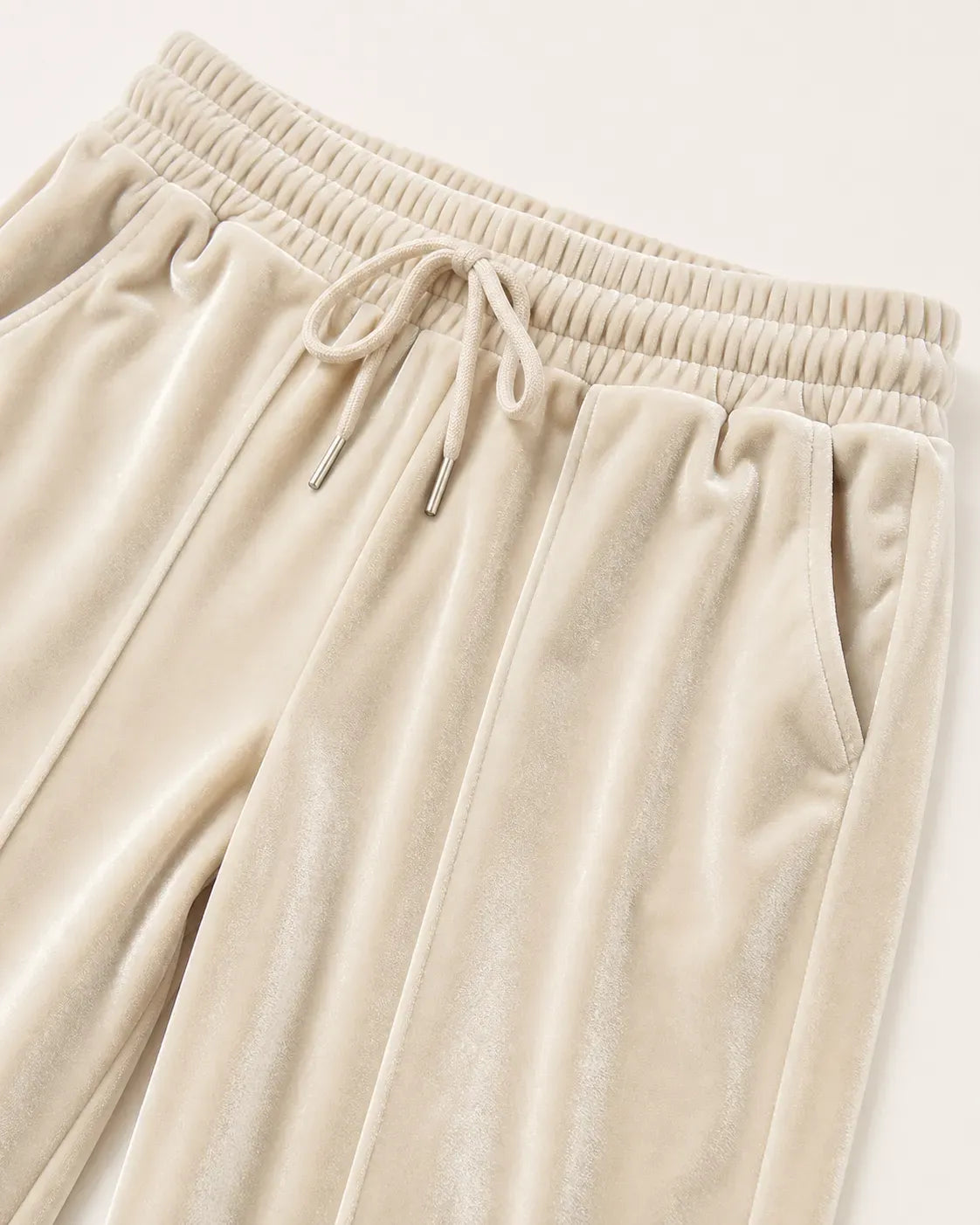 Women's Velvet Wide-Leg Pants – Elastic Waist Casual Trousers