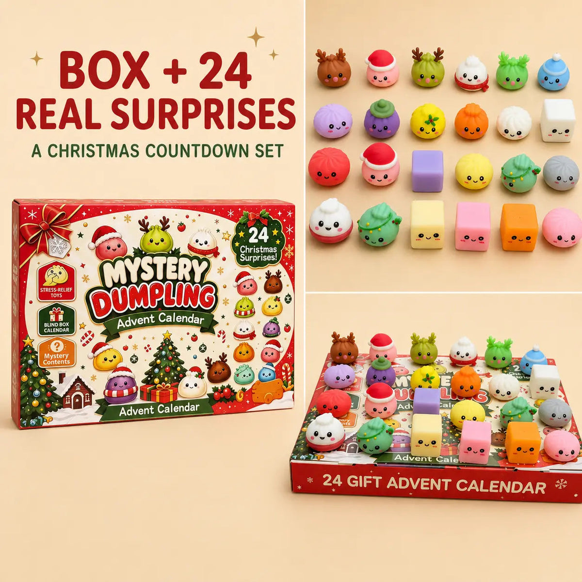 ✨ Glitter Dumpling Squishy 24-Day Christmas Advent Calendar