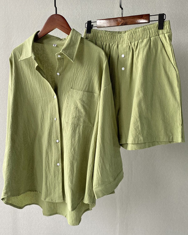 Linen Vintage Oversized Shirt Suits