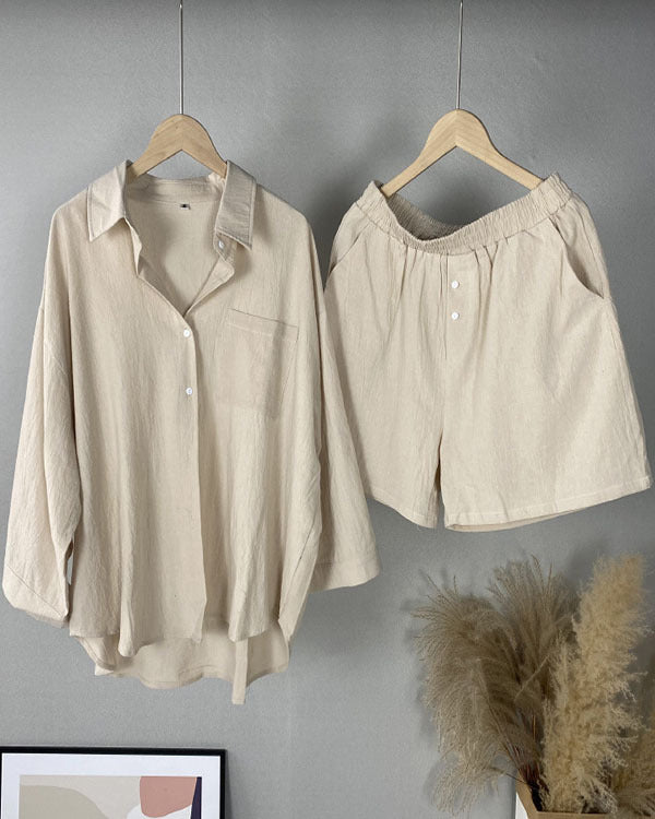 Linen Vintage Oversized Shirt Suits