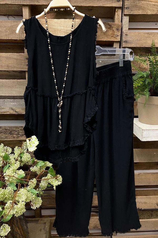 Sleeveless Casual Linen Vest+Pants