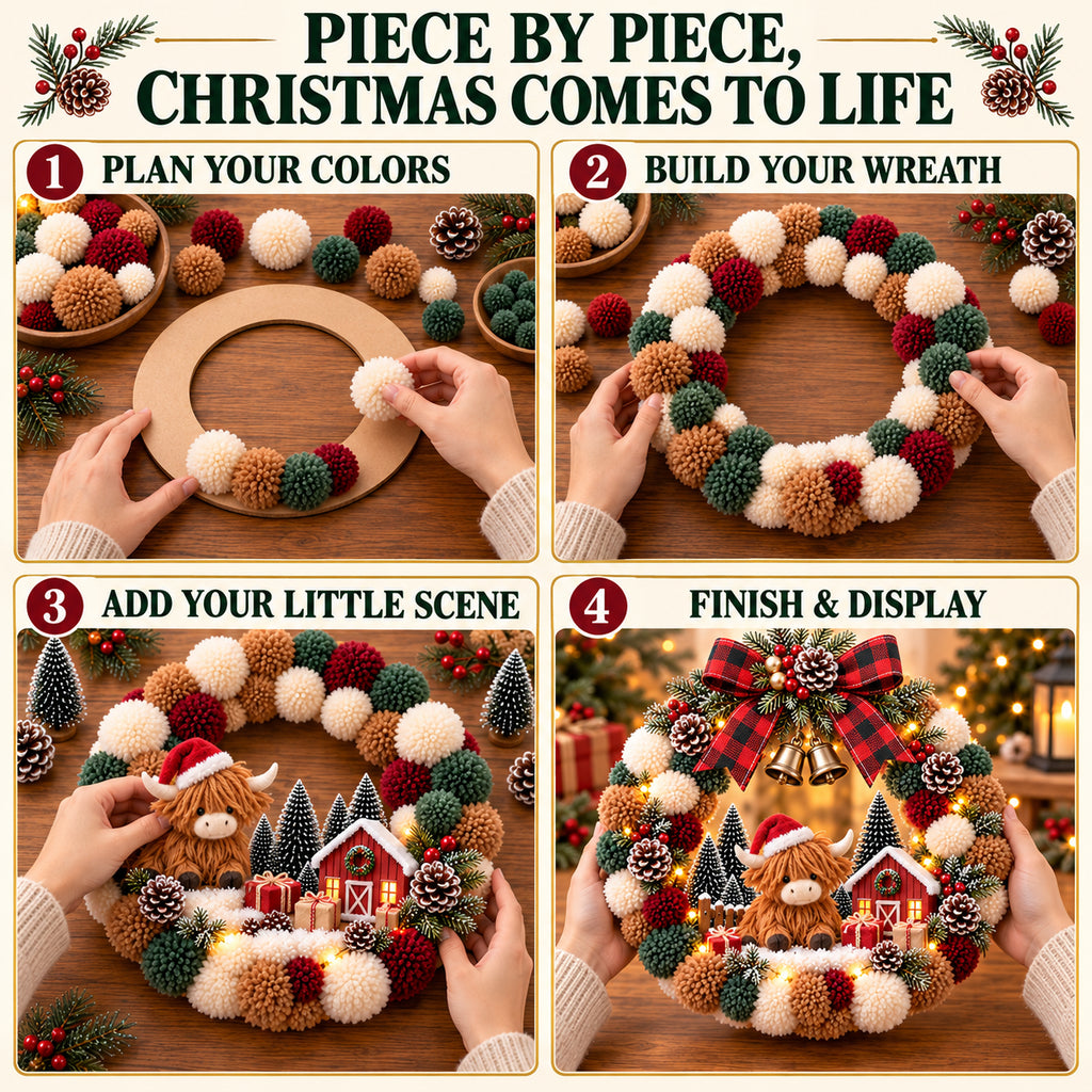 Christmas Pom-Pom Wreath Kit view 4