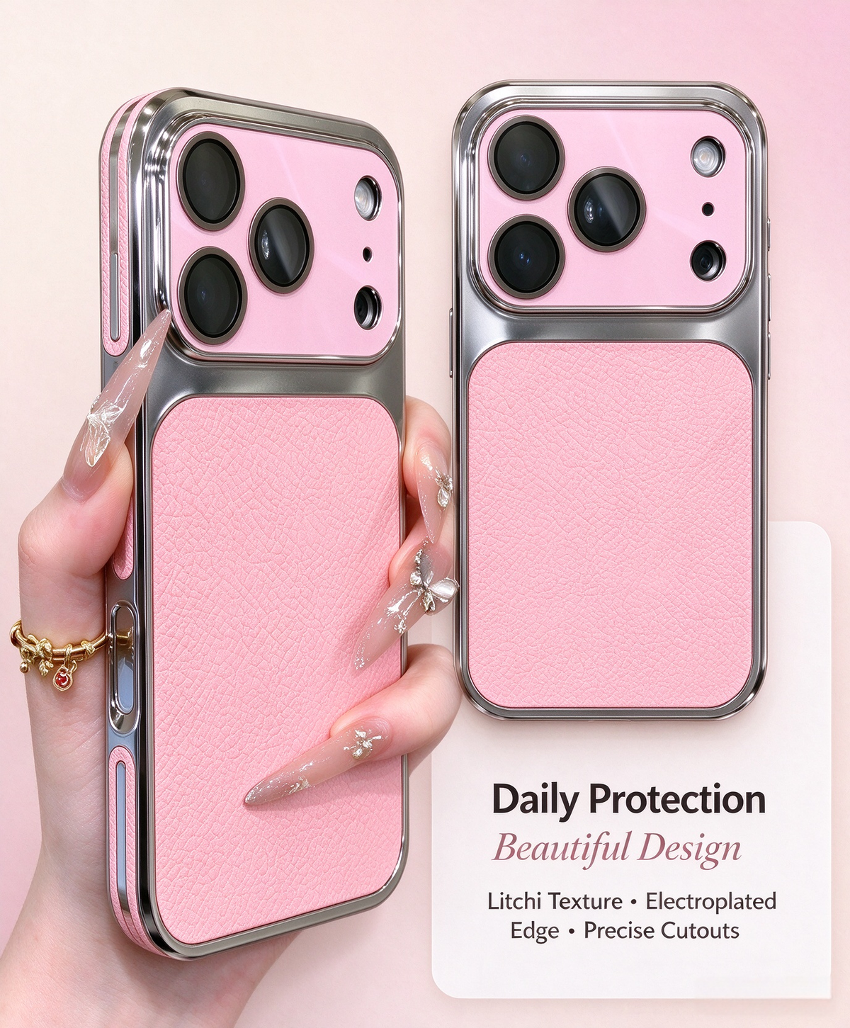 🔥Limited Sale🔥 Litchi Texture Electroplated Phone Case for/ iPhone 15/ iPhone 16 / iPhone 17