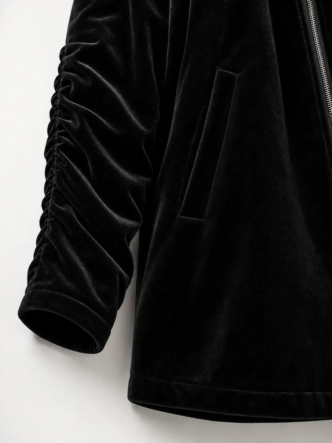Women's Velvet Zip-Up Jacket – Relaxed Fit Casual Outerwear