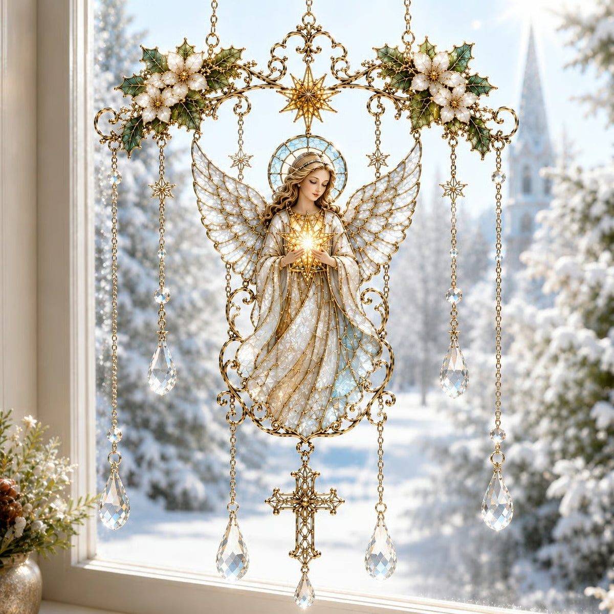 ⚡Limited Offer🎁Angel Stained Glass Look Acrylic Suncatcher