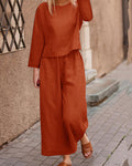Autumn Solid Color Top And Trousers Casual Suit