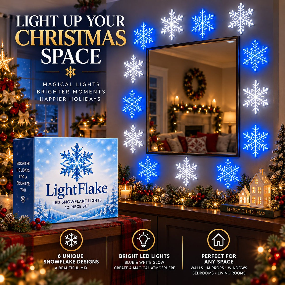❄️ LED Snowflake Wall Set