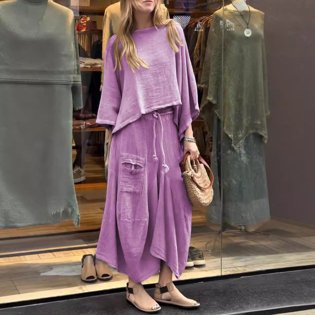 New style casual solid color loose skirt two piece suit-Limited 50% Off