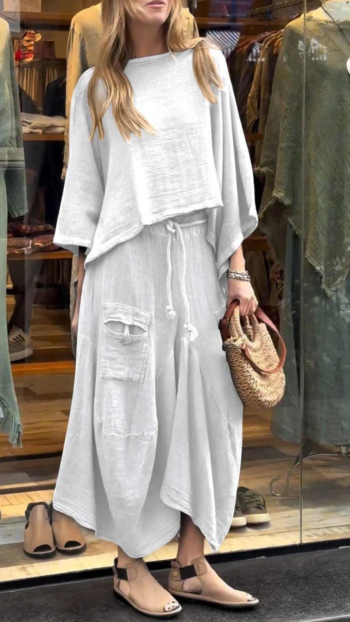 New style casual solid color loose skirt two piece suit-Limited 50% Off