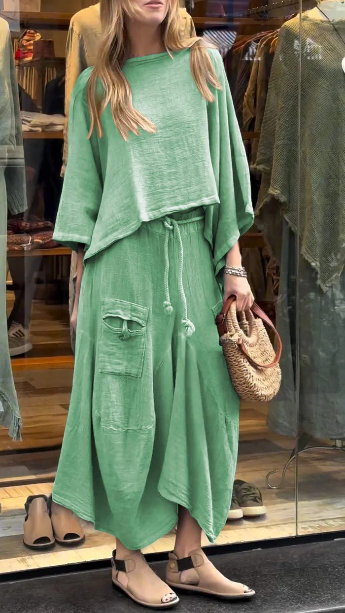 New style casual solid color loose skirt two piece suit-Limited 50% Off
