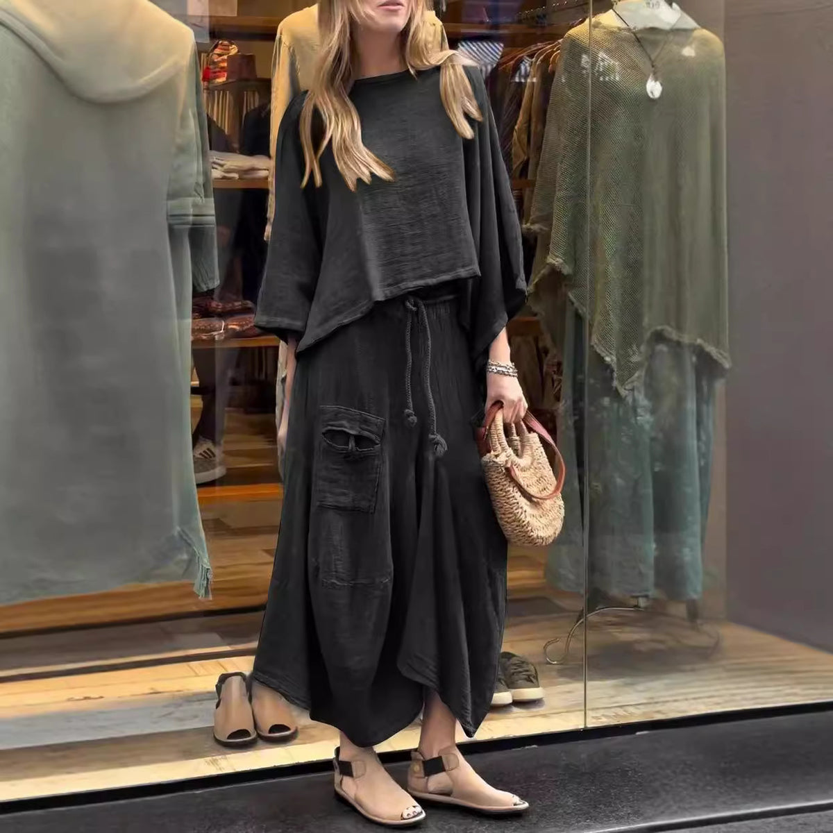 New style casual solid color loose skirt two piece suit-Limited 50% Off