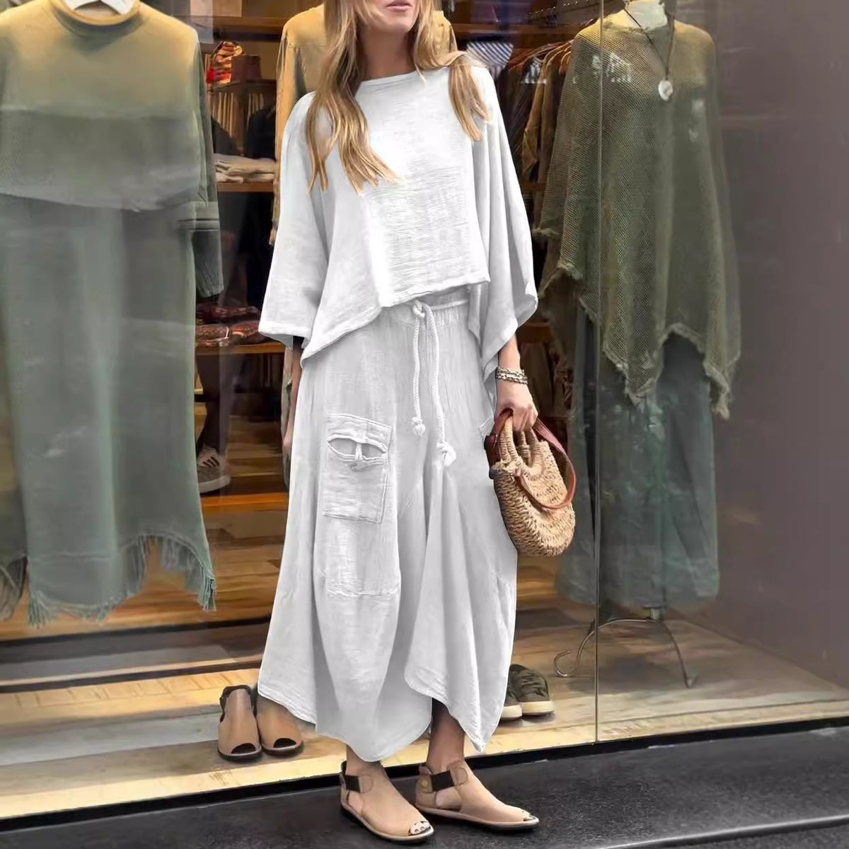 New style casual solid color loose skirt two piece suit-Limited 50% Off