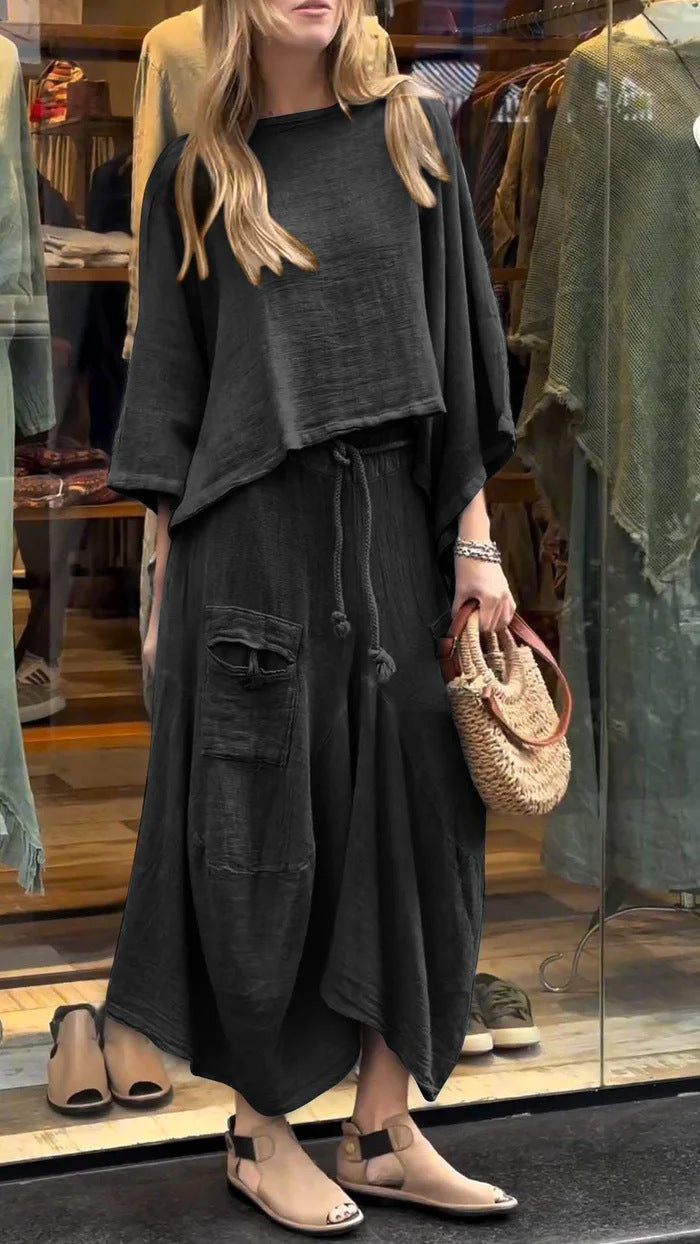 New style casual solid color loose skirt two piece suit-Limited 50% Off