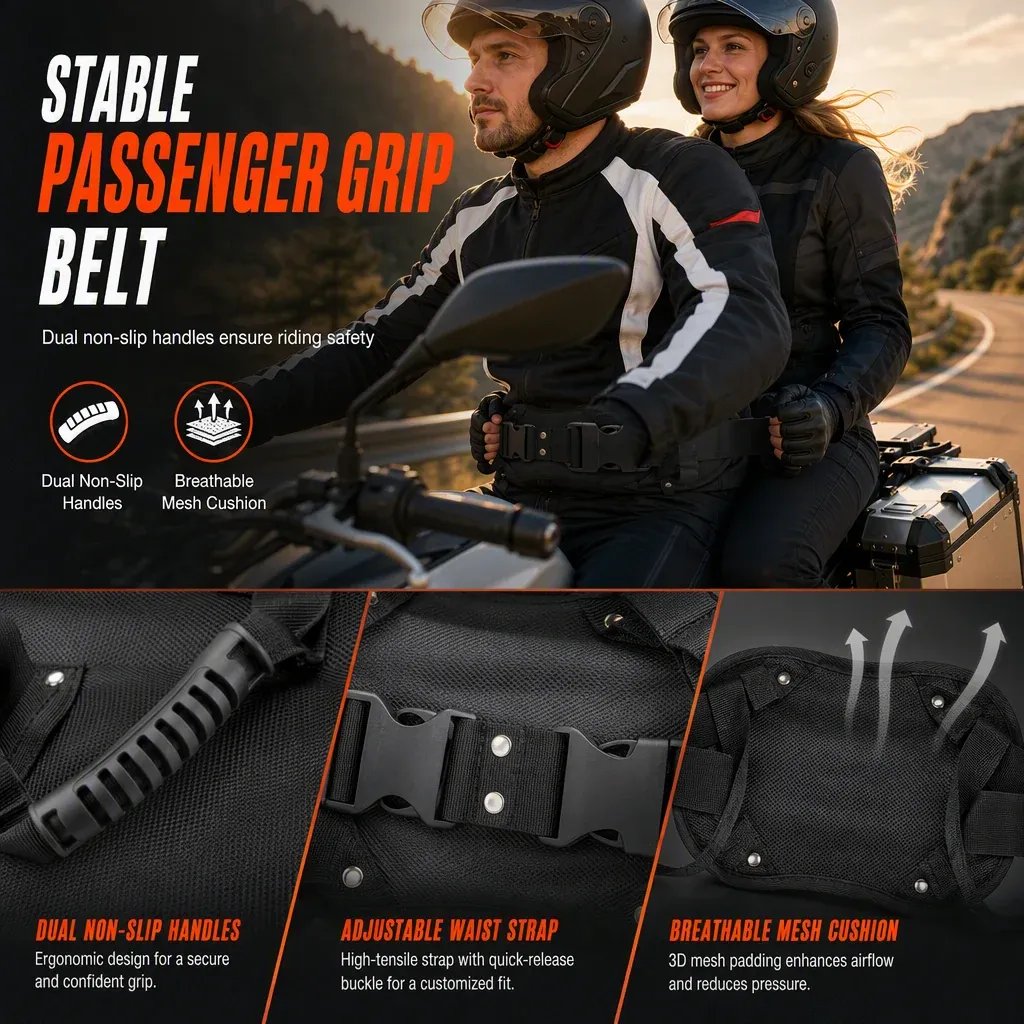 Motorcycle Passenger Grab Handle Belt view 2