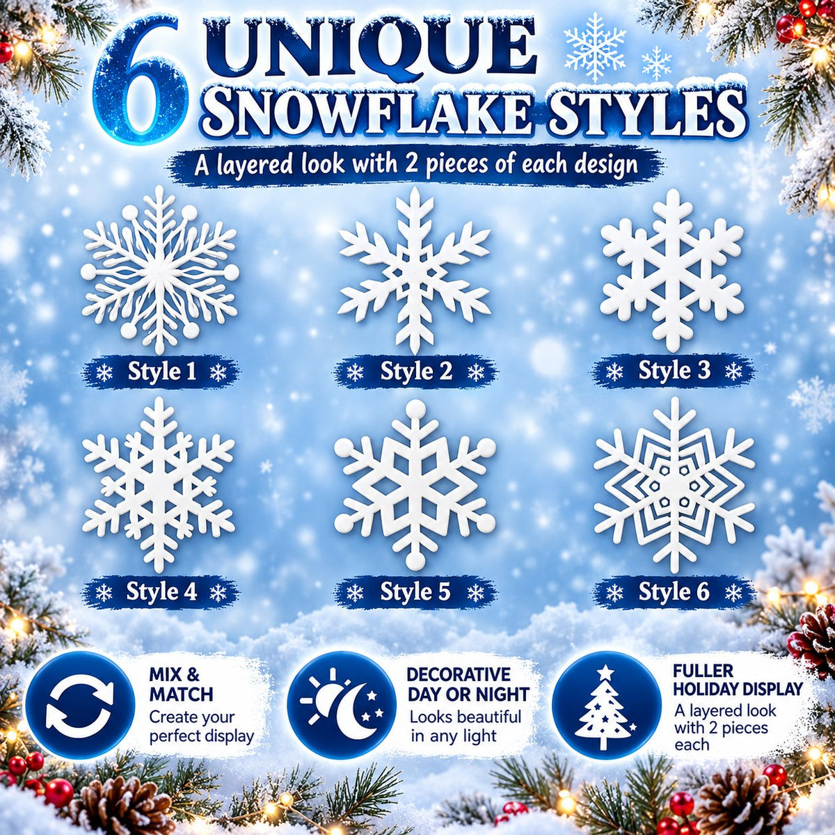 ❄️ LED Snowflake Wall Set