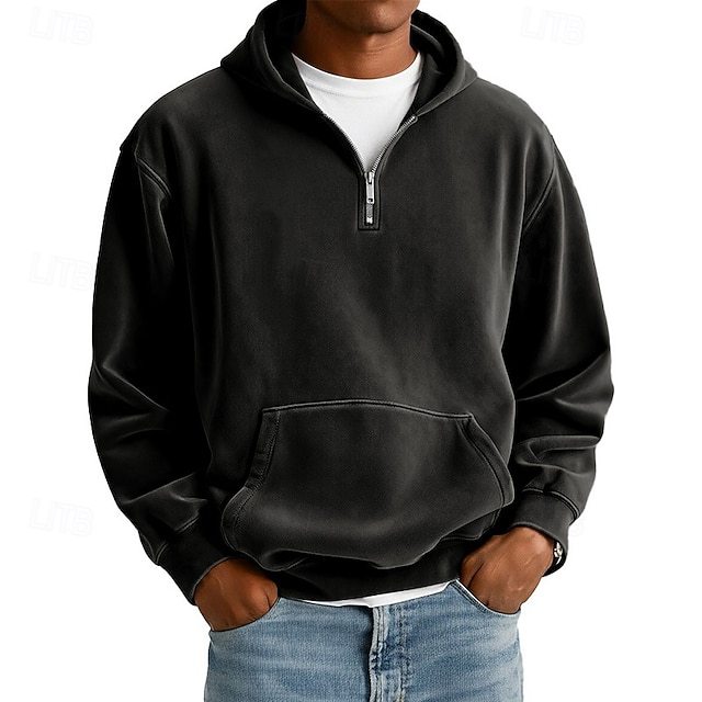 Men's Hoodie Pullover Hoodie Sweatshirt Quarter Zip Hoodie Streetwear Cool Spring Fall