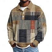 Men's Geometric Color Block Waffle Polo ShirtsCasual Athleisure Daily Wear Fall Winter