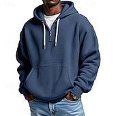 Men's Hoodie Hoodie Plain Drawstring Pocket Sports & Outdoor Daily Holiday Streetwear Spring Fall Clothing