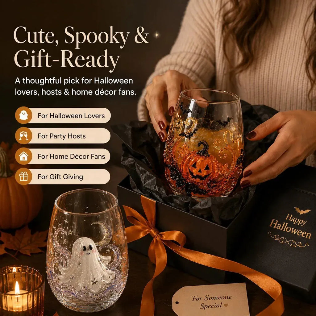 🔥 LAST DAY 40% OFF - 🎃 3D Halloween Glass Cups | Perfect for Parties & Cozy Fall Home Bars
