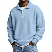 Men's Waffle Polo Shirts Textured Formal Business Ribbed Polo Collar Fashion