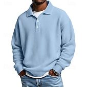 Men's Waffle Polo Shirts Textured Formal Business Ribbed Polo Collar Fashion