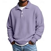 Men's Waffle Polo Shirts Textured Formal Business Ribbed Polo Collar Fashion