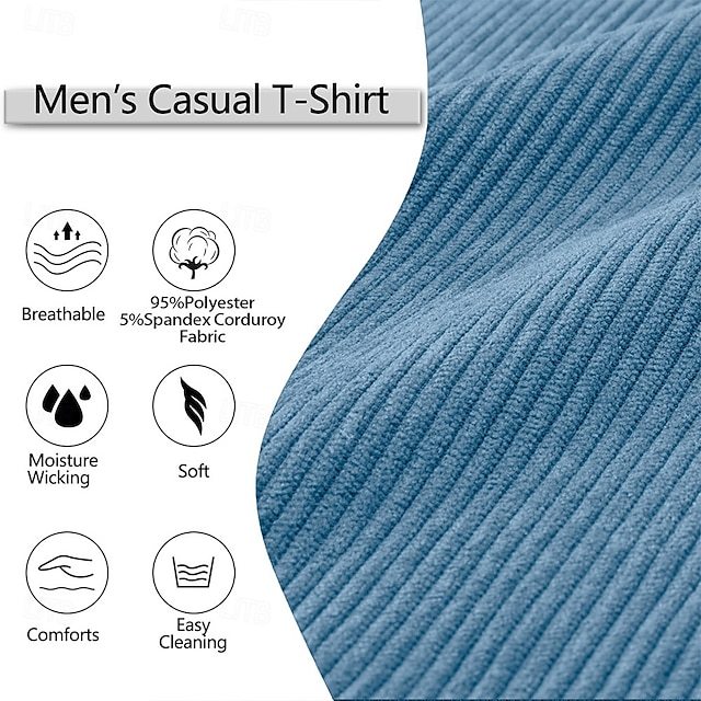 Men's Corduroy Shirt Tee Top Long Sleeve Shirt Oversized Loose Outdoor Street Tee for Men