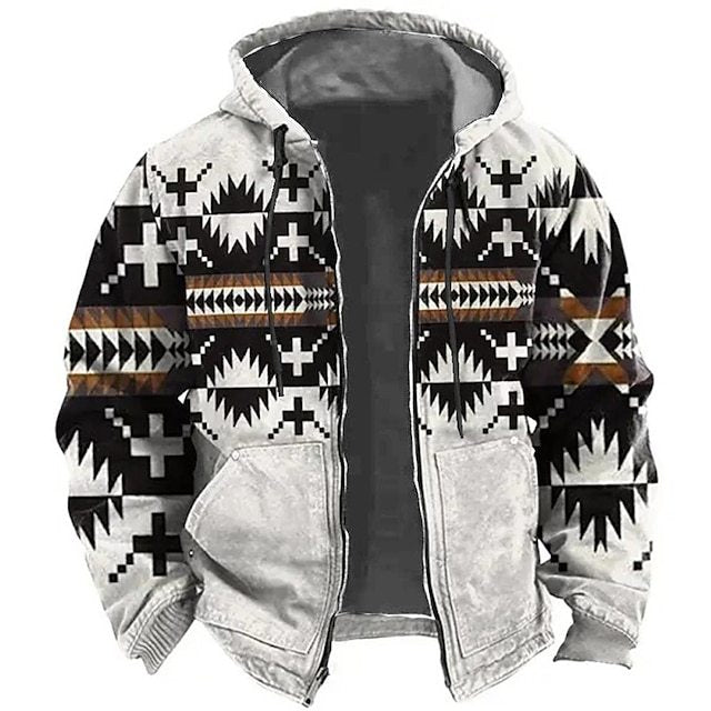 Men's Tribal Graphic Prints Hoodie Hoodies Sweatshirt Zip Hoodie Long Sleeve Hooded Sweatshirt Hooded Sports 3D Print Holiday Vacation Streetwear Blue Green Pocket Print Spring &  Fall Designer