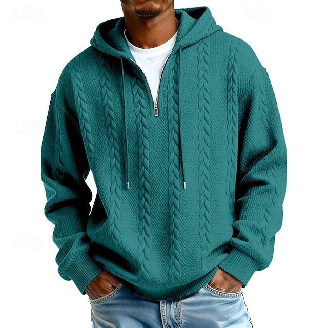 Men's Jacquard Hoodie Pullover Hoodie Sweatshirt Textured Sports & Outdoor Casual Daily Streetwear Cool Sportswear