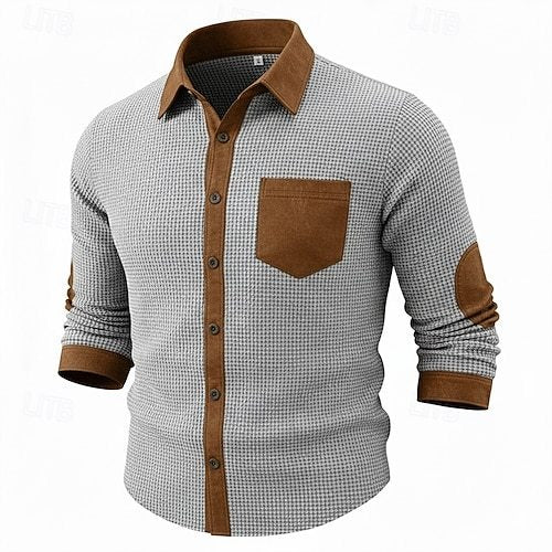 Men's Waffle Cargo Pants Trousers Casual Pants Patchwork Pocket Elastic Waist