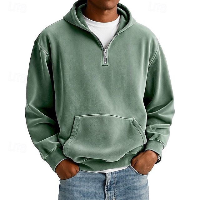 Men's Hoodie Pullover Hoodie Sweatshirt Quarter Zip Hoodie Streetwear Cool Spring Fall