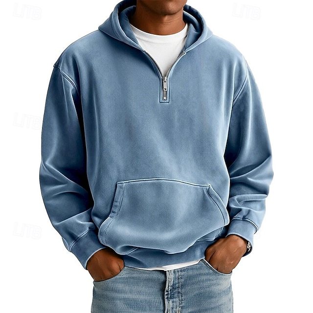 Men's Hoodie Pullover Hoodie Sweatshirt Quarter Zip Hoodie Streetwear Cool Spring Fall