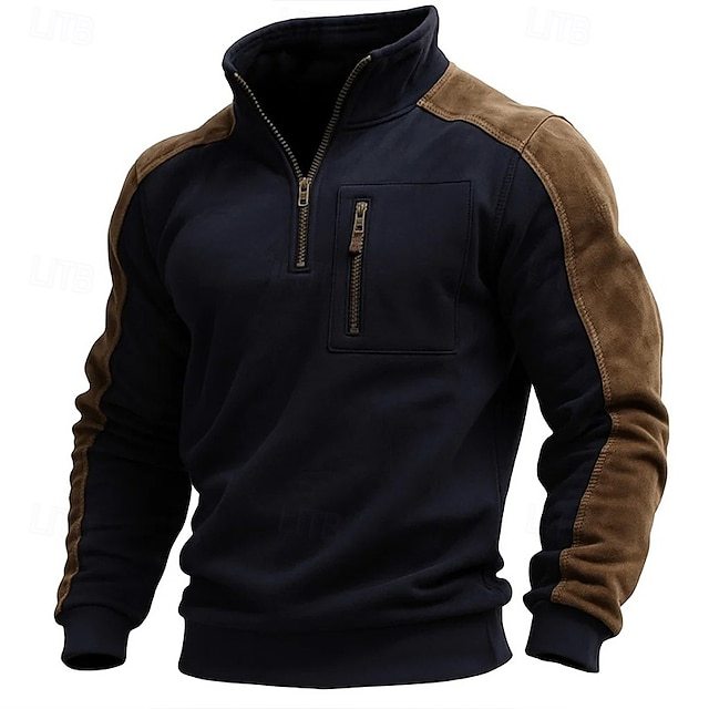 Men's Hoodies & Sweatshirts Long Sleeve Stand Collar Half Zip Fall Winter Spring &  Fall