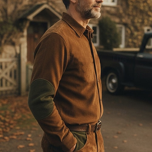 Men's Cargo Shirt Trousers Corduroy Pants Faux Suede Pants