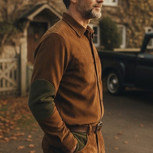 Men's Cargo Shirt Trousers Corduroy Pants Faux Suede Pants