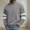 Men's Waffle Polo Shirts School Athleisure Standing Collar Long Sleeve Leisure Tops