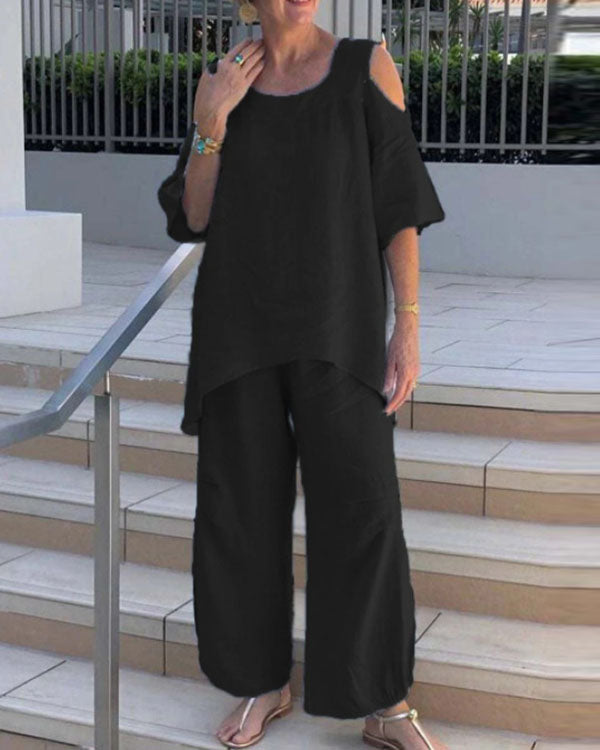 Cotton and Linen Strapless Casual Plus Size Suit